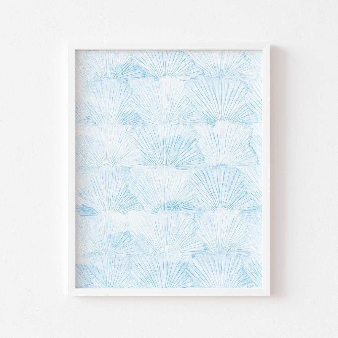 Soft Blue Scallop Shell Pattern Airy Coastal Watercolor Poster - Image 2