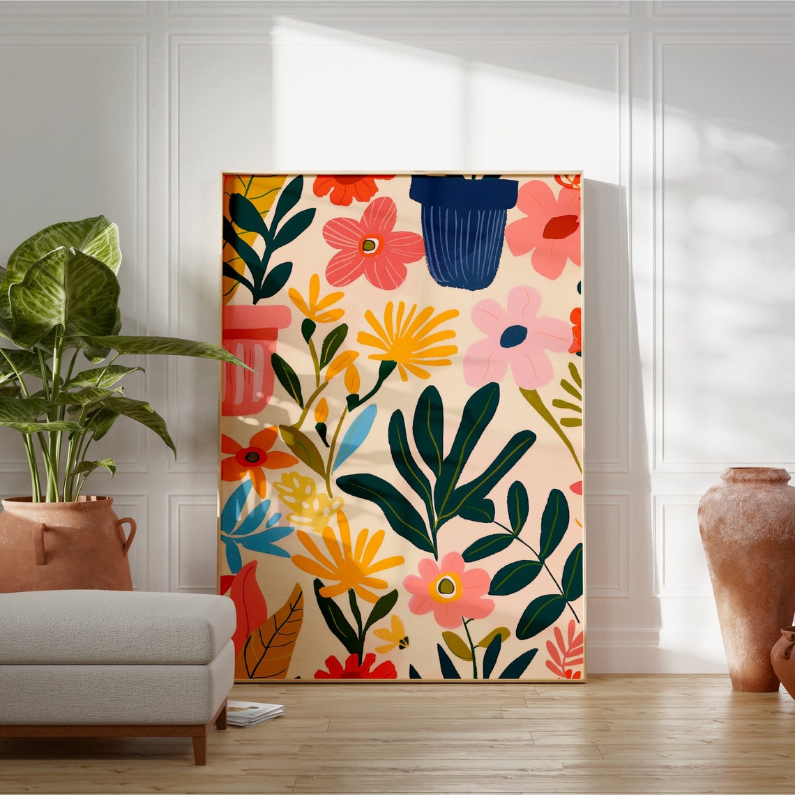 Cheerful Wildflower Pattern Modern Flat Botanical Garden Art Poster - Image 3