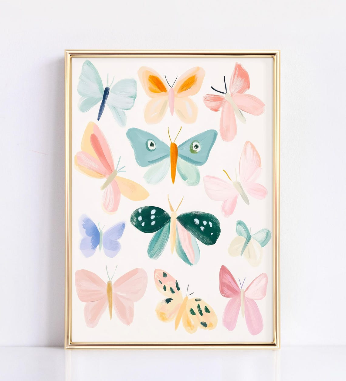 Colorful Pastel Butterflies Grid Playful Insect Chart Poster