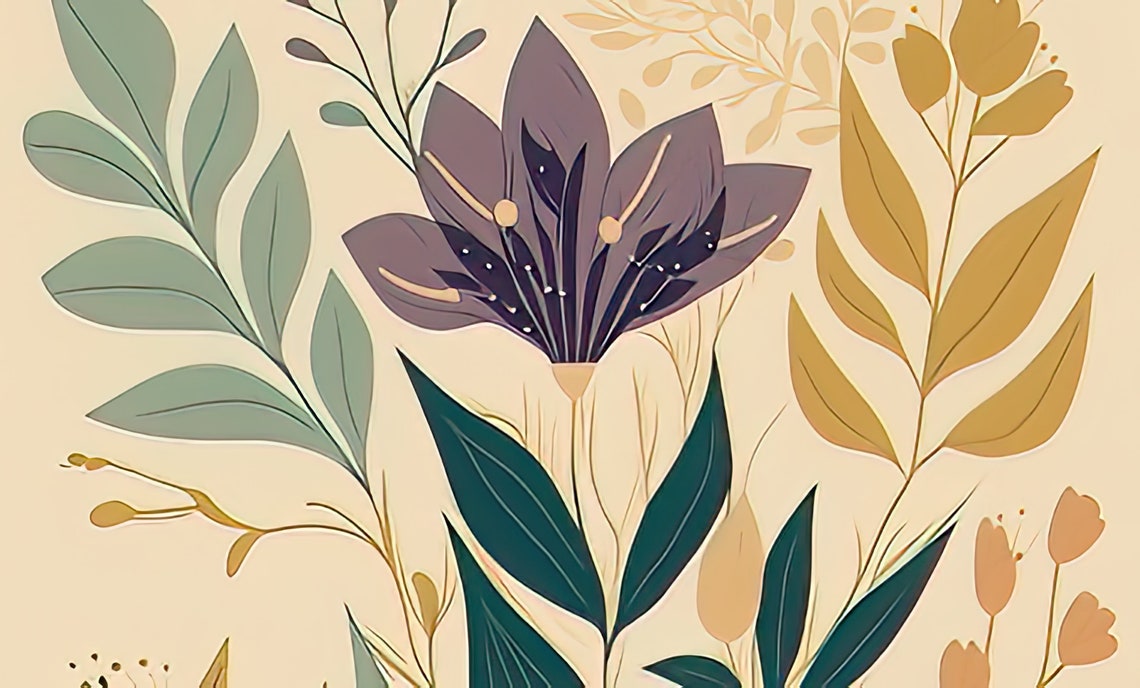 Botanical Wildflower Illustration Cream Garden Vintage Art Poster - Image 3