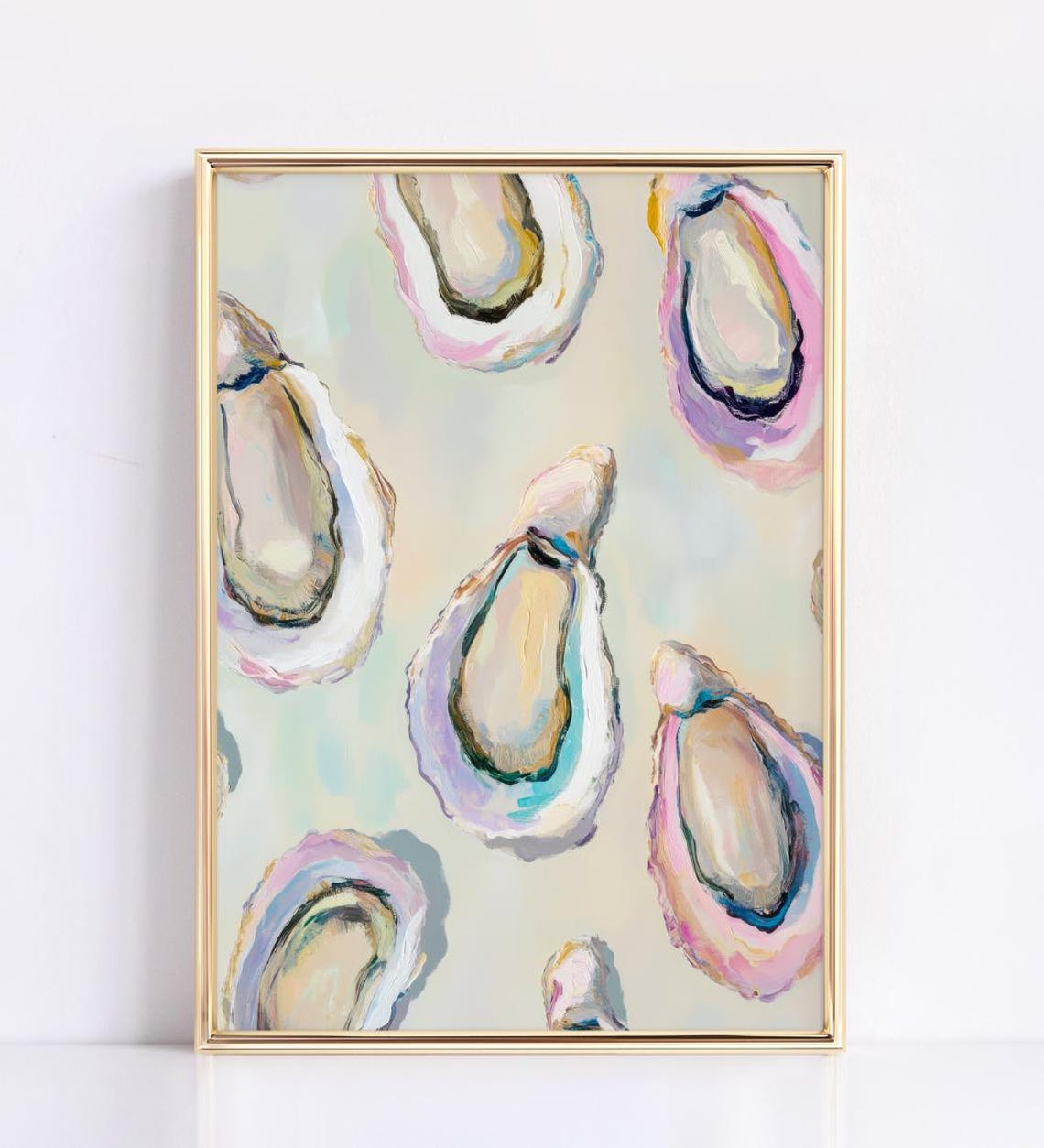 Pastel Oyster Shell Pattern Abstract Coastal Kitchen Wall Art