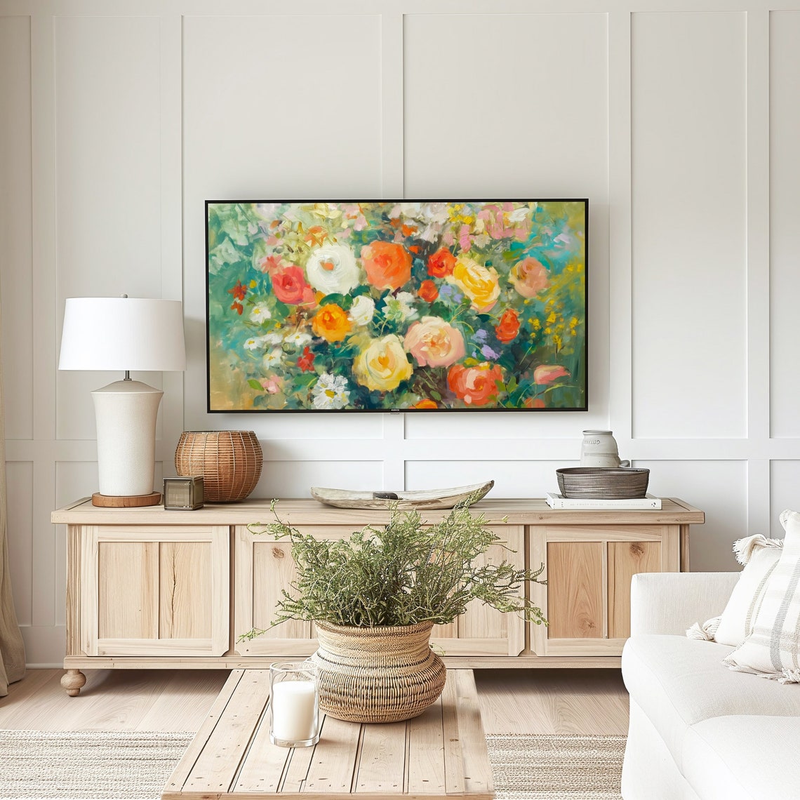 Colorful Rose Bouquet Red Pink Yellow White Impressionist Poster - Image 3