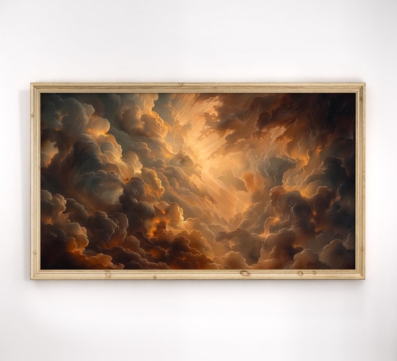 Gothic Frame Tv Art Sky Cloud Study Dark Academia Goth Wall Decor Moody Aesthetic Oil Painting Cottagecore Tv Frame Decor