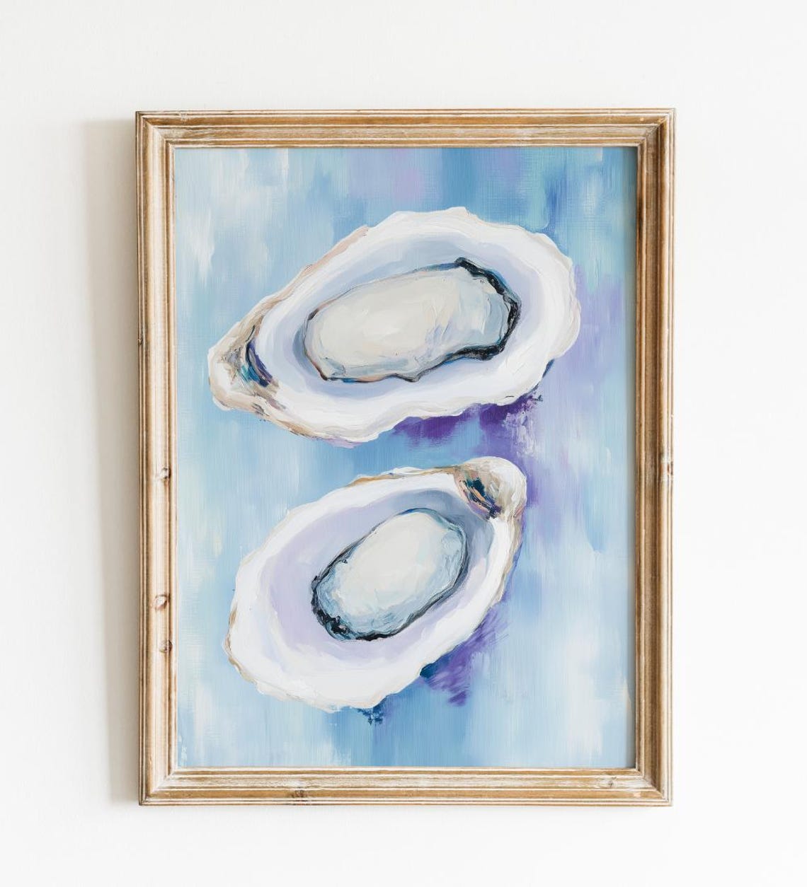 Oyster Shell Painting Two Oyster Shells Blue Coastal Art Poster - Image 2