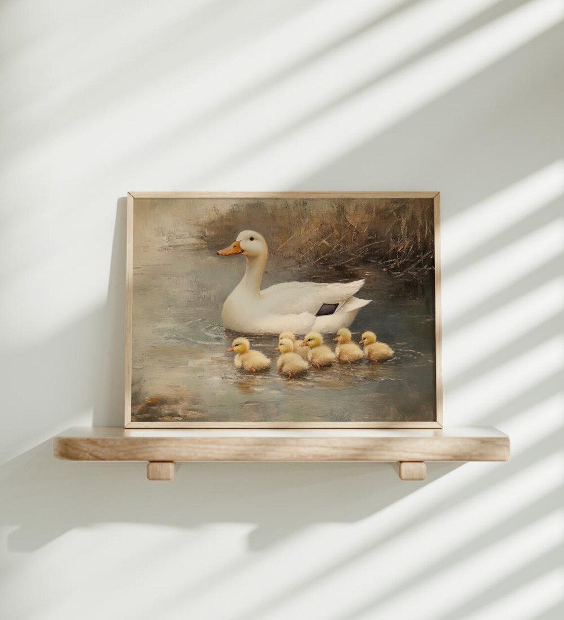 Vintage Spring Ducks, Cottagecore Oil Painting Style - Image 3