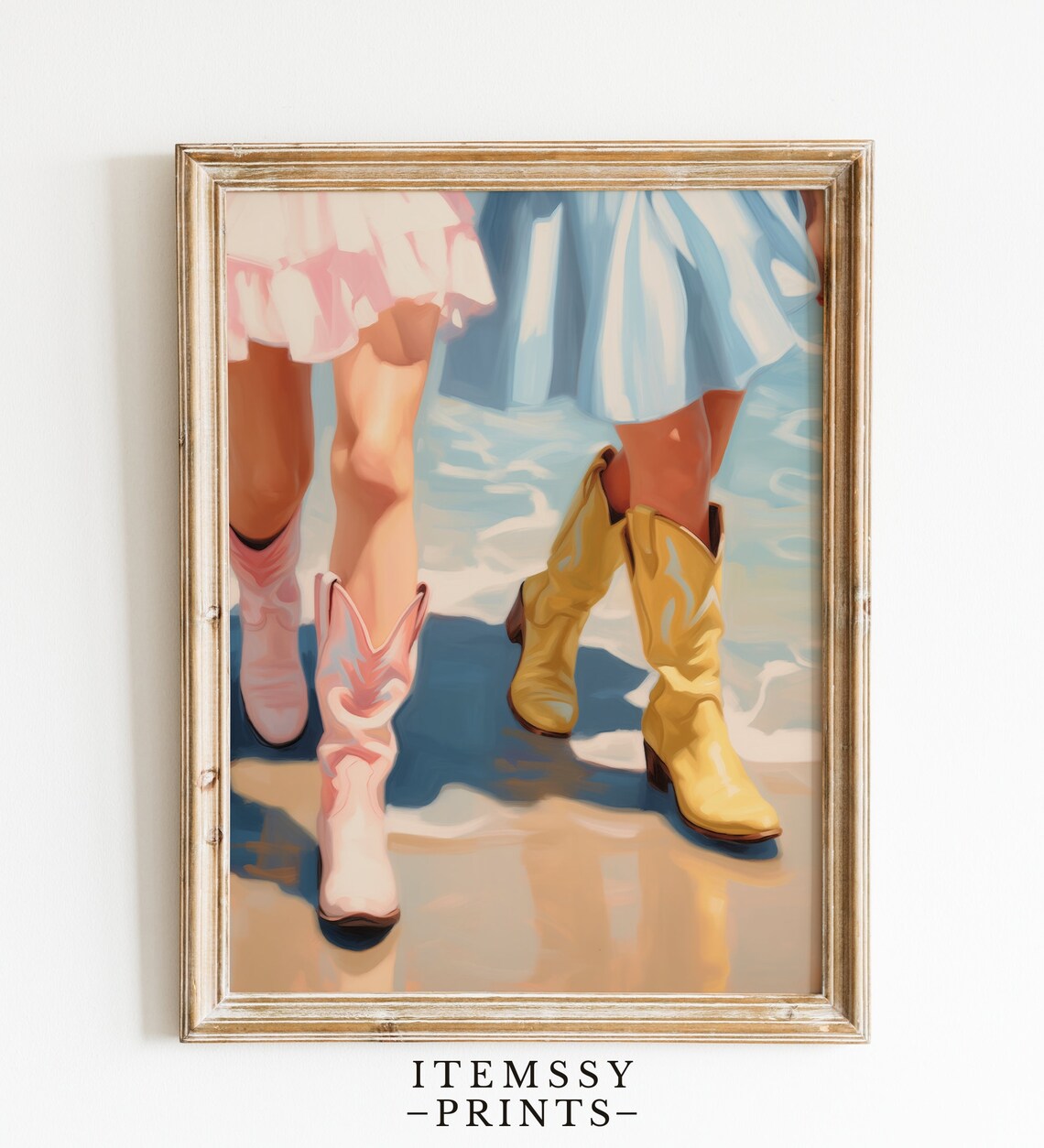 Coastal Cowgirl Boots Duo Beach Shore Preppy Western Summer Poster