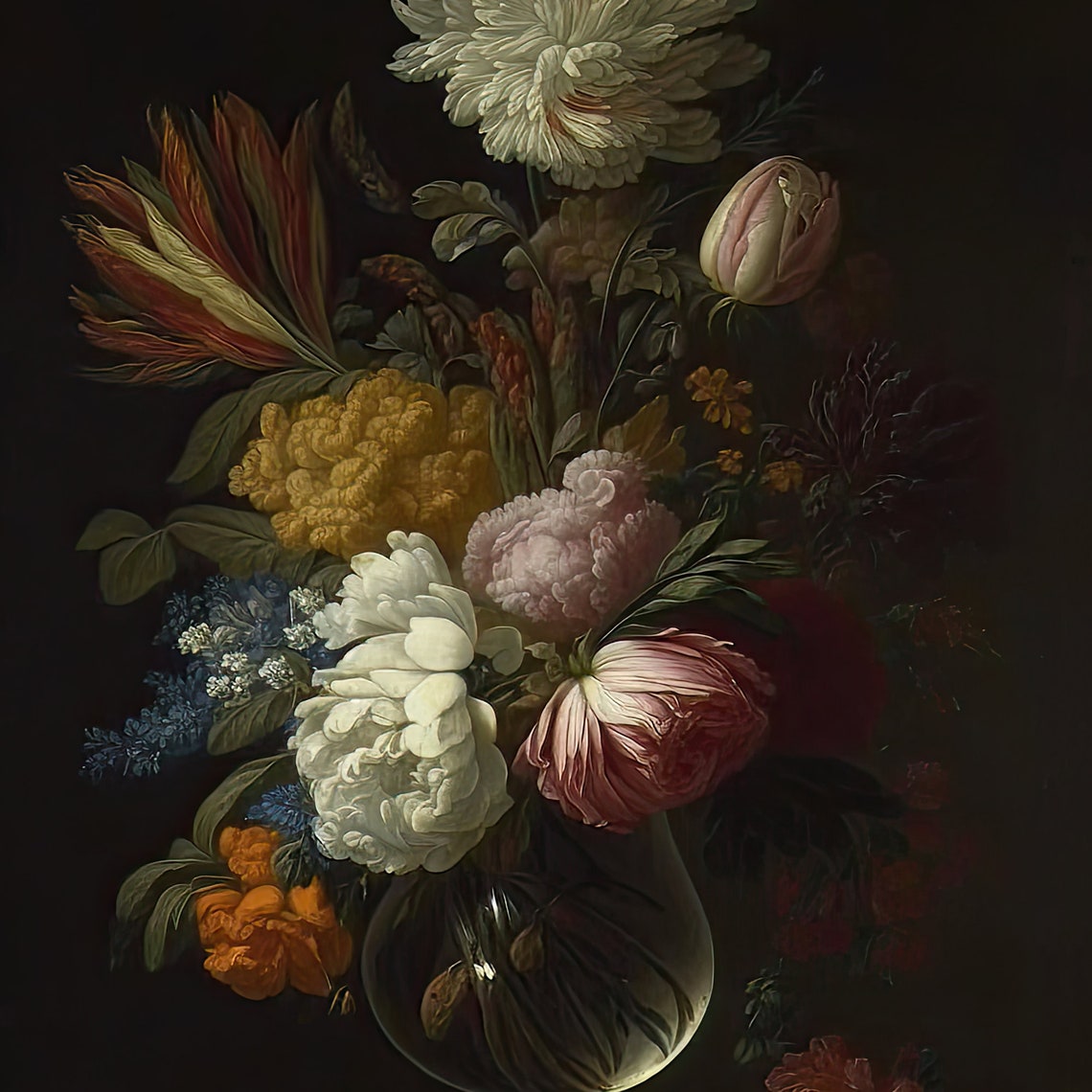 Dark Flowers Art Wall Art Moody Flower Painting Art Dark Academia Decor Antique Victorian Wall Art Vintage Oil Painting - Image 2