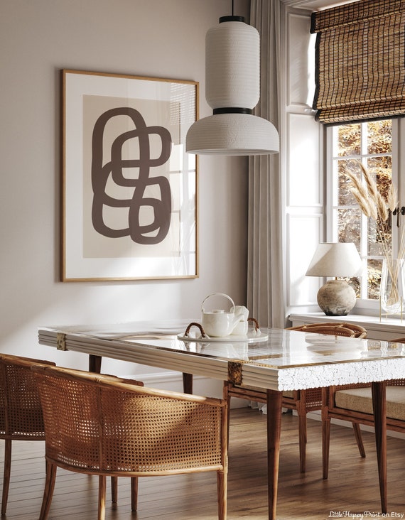 Brown Beige Scribble Print Neutral Abstract Bold Squiggle Modern Scandinavian Boho Japandi Decor Wall Art Instant Download
