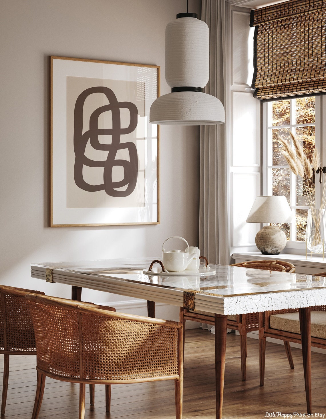 Brown Beige Scribble Print Neutral Abstract Bold Squiggle Modern Scandinavian Boho Japandi Decor Wall Art Instant Download