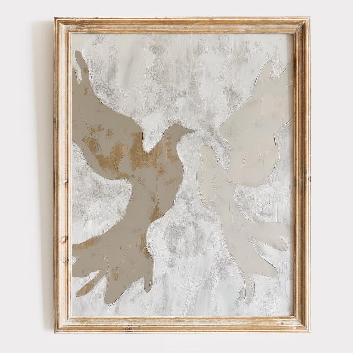 Neutral Birds Oil Painting Art Print Minimalist Home Decor