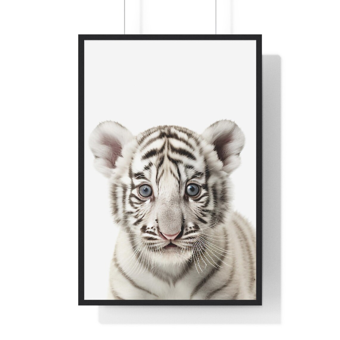 Baby White Tiger Cub Portrait in Soft Color Nursery Room Poster - Image 2