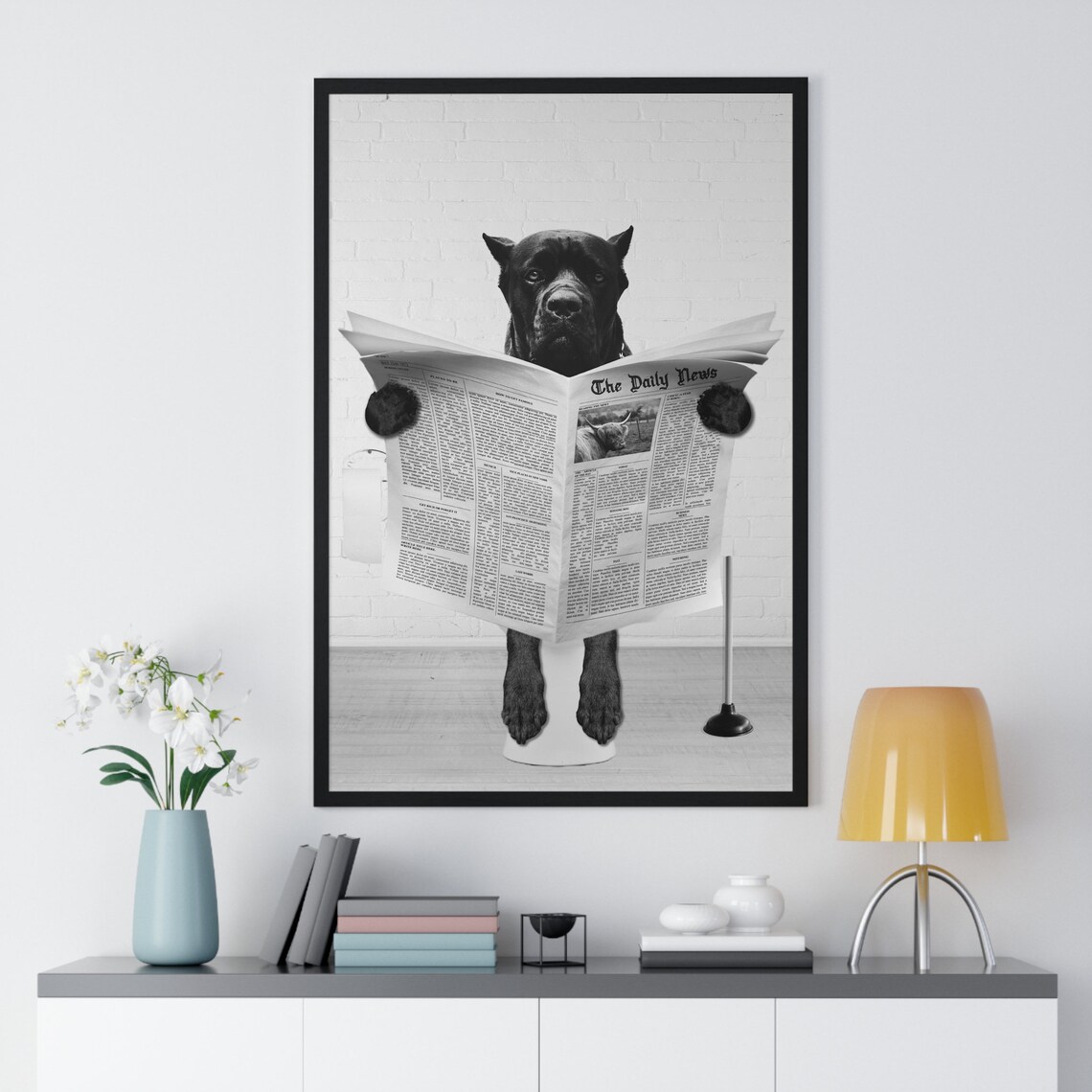 Cane Corso Wall Art Funny Bathroom Print Toilet Poster Bathroom Art Cane Corso Black And White - Image 2