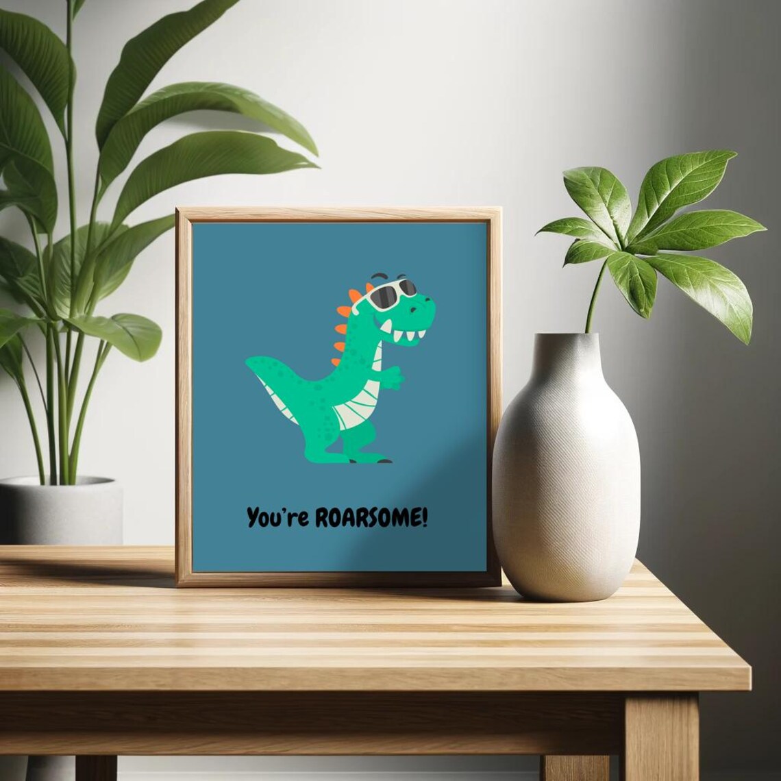 Youre Roarsome Cute Dinosaur Sunglasses Nursery Kids Dino Poster