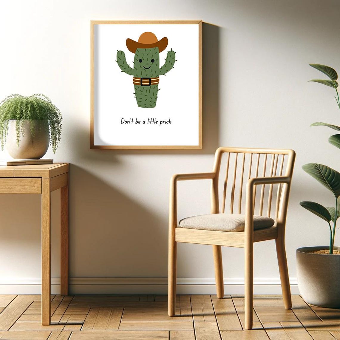 Dont Be A Little Prick Cowboy Cactus Cute Funny Gag Gift Poster - Image 2