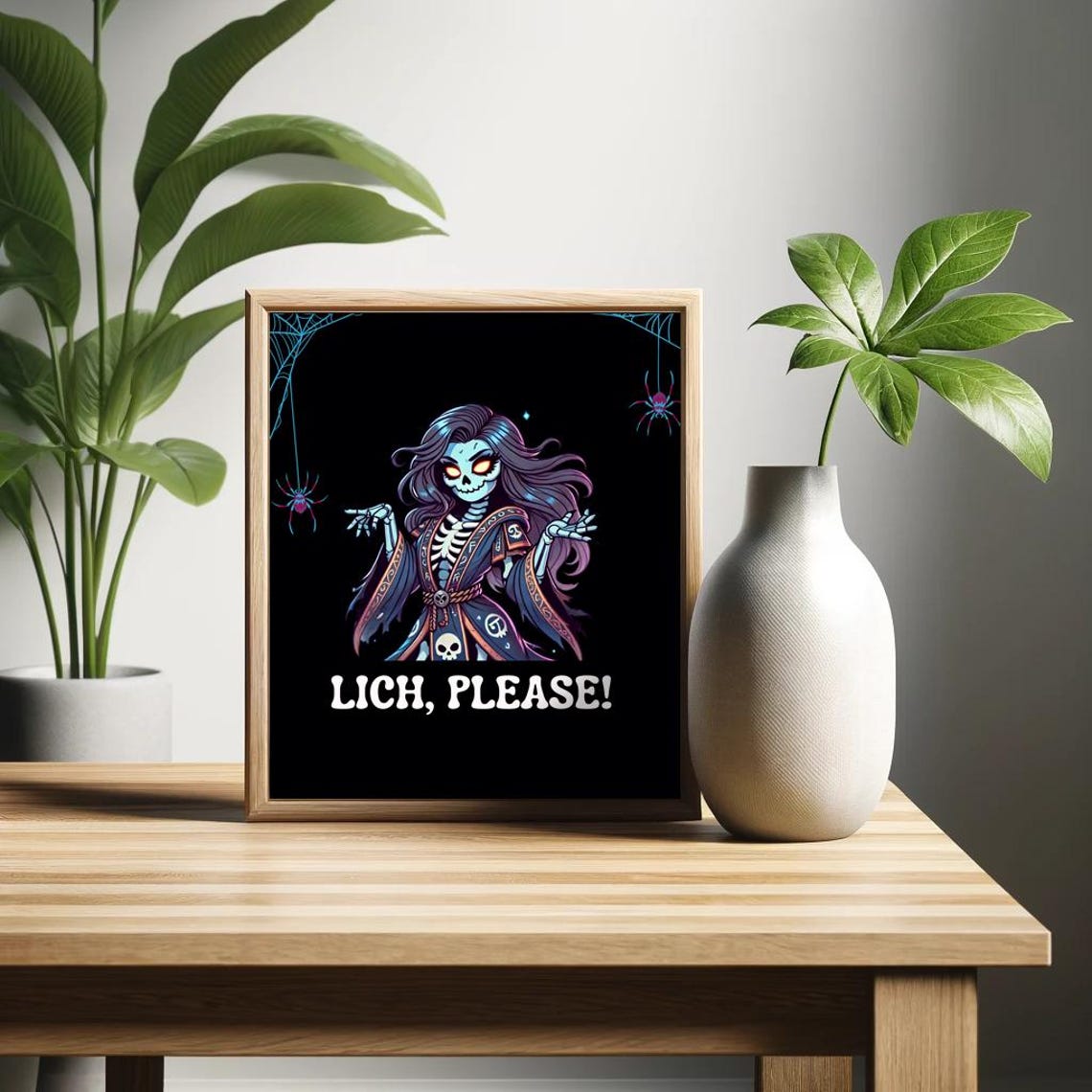 Lich Please Funny Skeleton Lich Woman Halloween Spooky Poster - Image 2