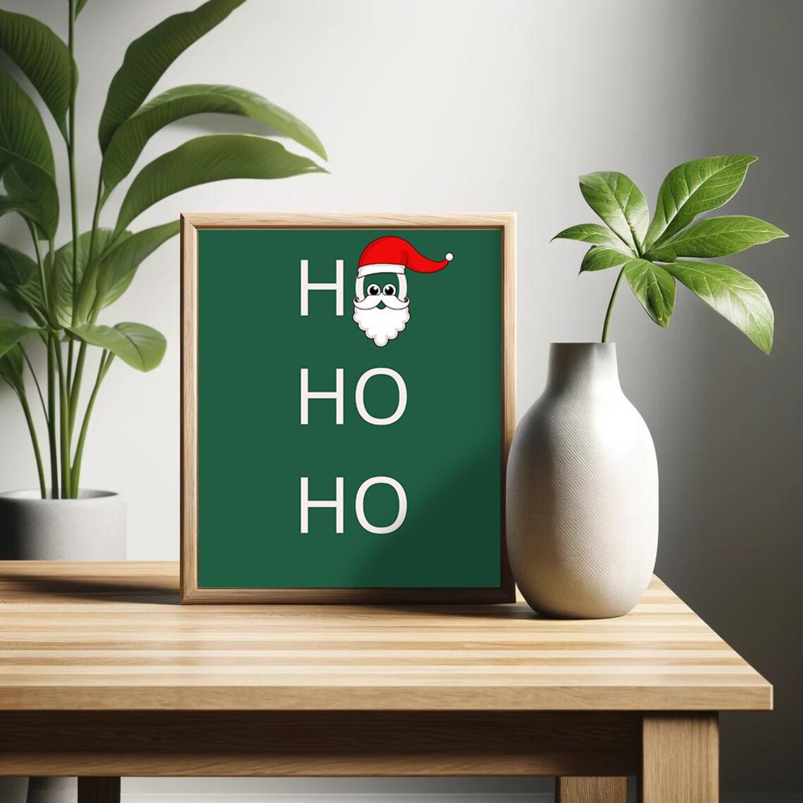 Ho Ho Ho Green Santa Face Christmas Holiday Festive Season Poster - Image 2