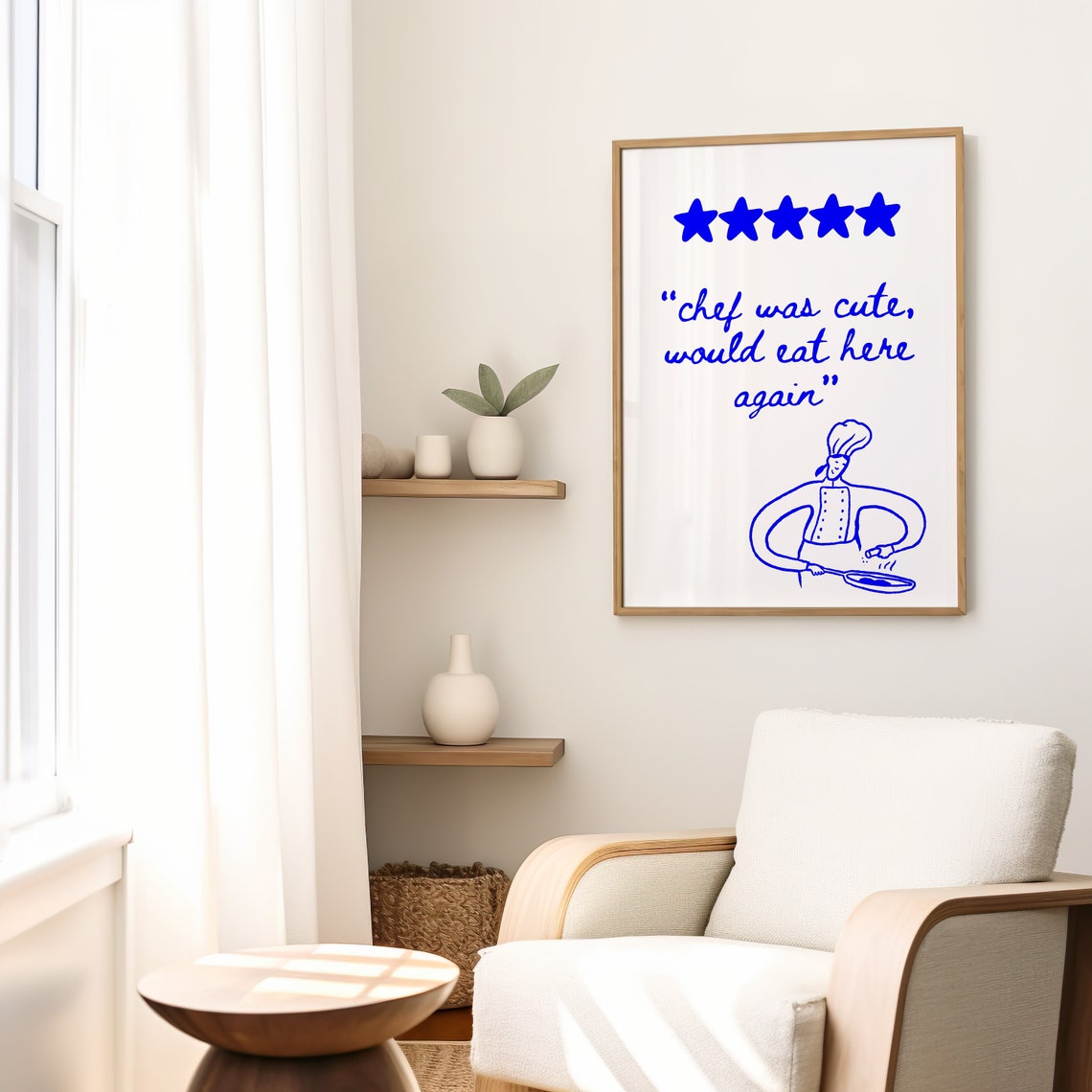 Chef Was Cute Would Eat Here Again Funny Review Kitchen Poster - Image 2