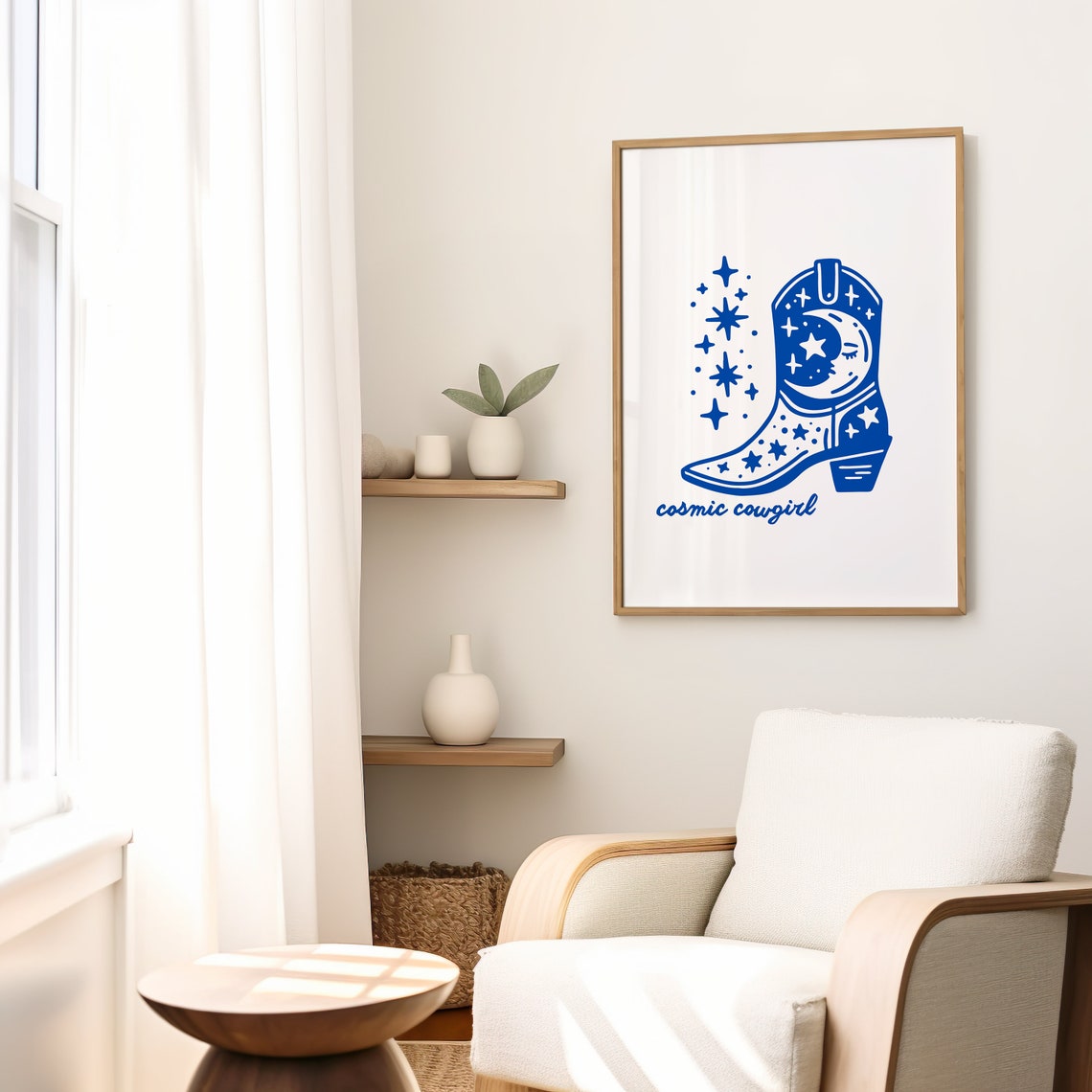 Cosmic Cowgirl Print Cowgirl Boots Poster Space Cowgirls Print Western Wall Art Retro Cowboy Art Rodeo Wall Print Blue Wall Art - Image 2