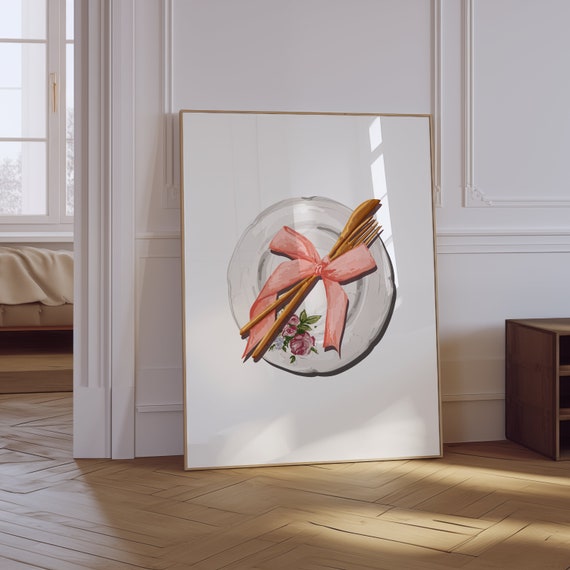 Coquette Kitchen Wall Art Trendy Girl Dinner Print Pink Apartment Aesthetic Trendy Wall Art Kitchen Aesthetic Poster Coquette Print
