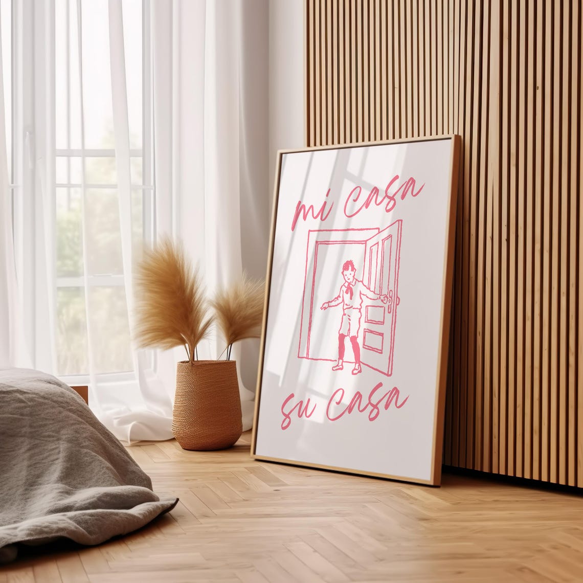 Mi Casa Su Casa Pink Script Doorway Welcome Home Line Art Poster - Image 2
