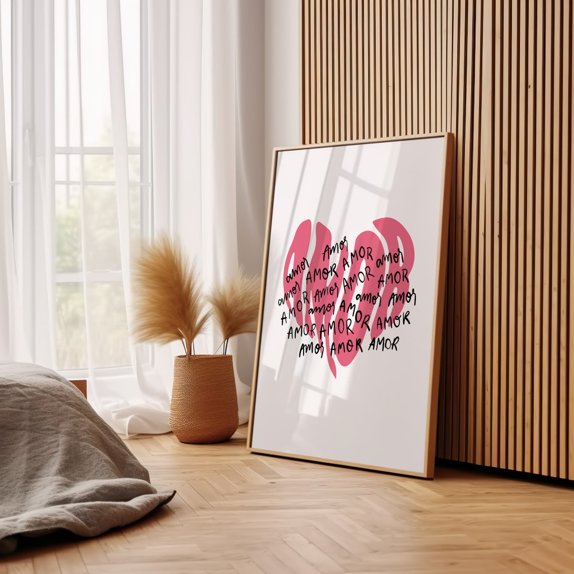 Amor Love Typography Hot Pink Kiss Heart Maximalist Quote Poster - Image 3