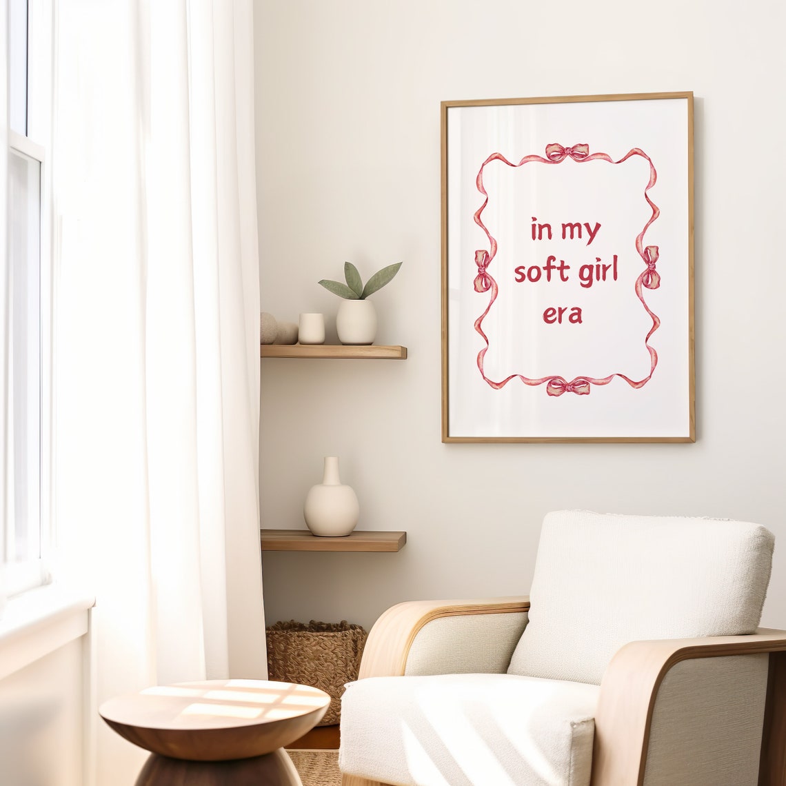 In My Soft Girl Era Red Script Quote Ribbon Border Girly Poster - Image 2