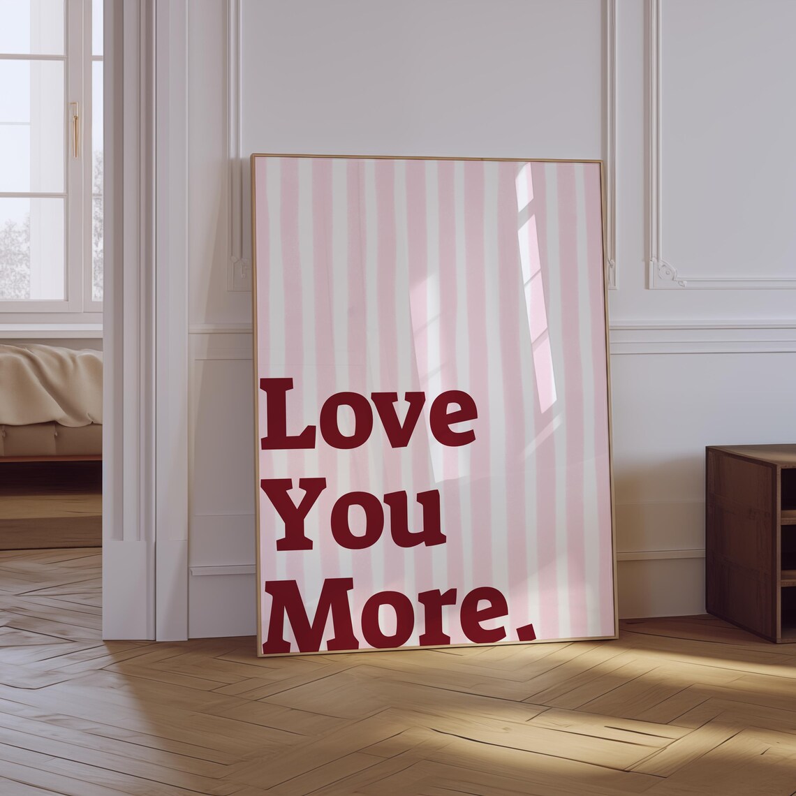Love You More Typography Print, Pink Aesthetic Art - Image 4