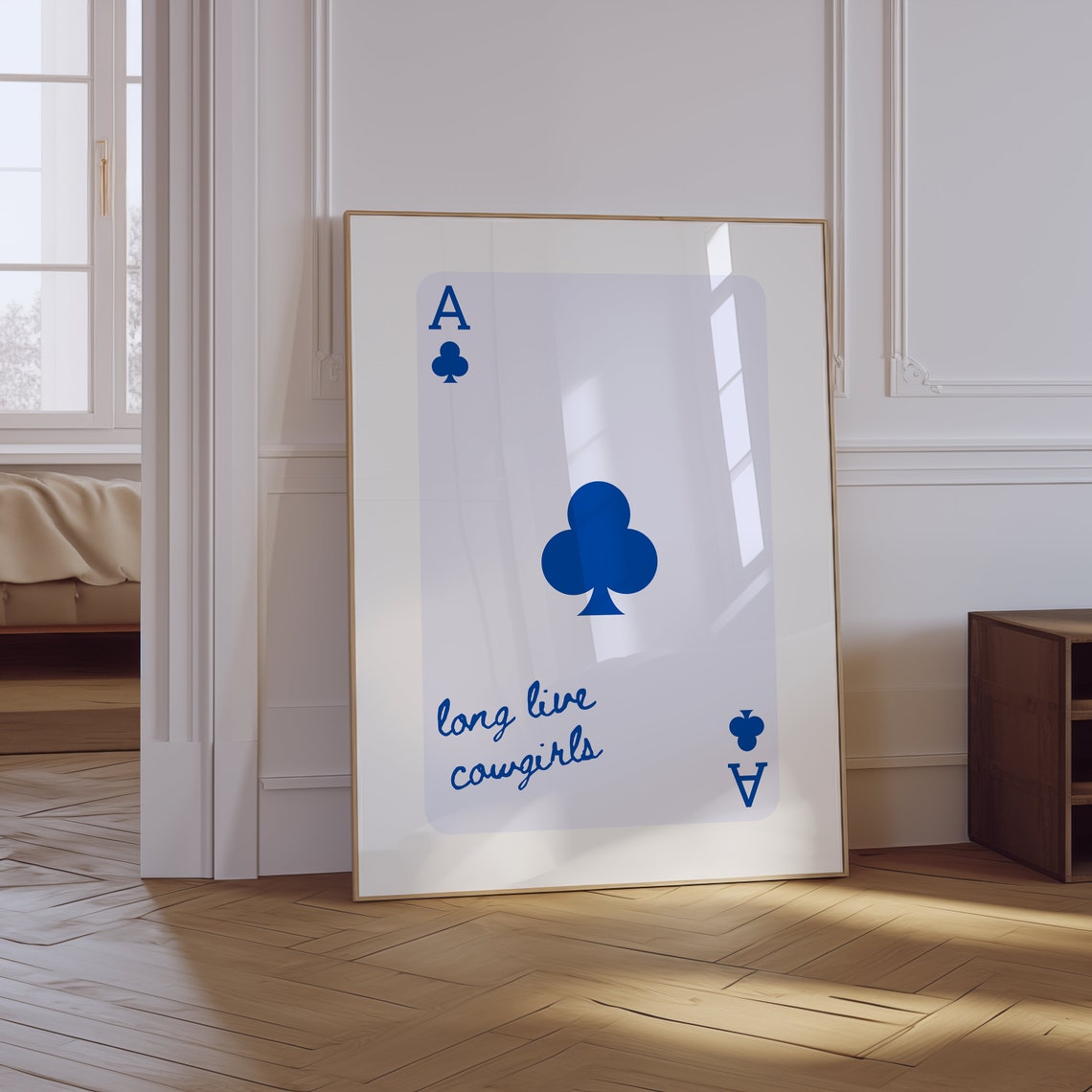 Long Live Cowgirls Ace Playing Card Blue Western Dorm Room Poster