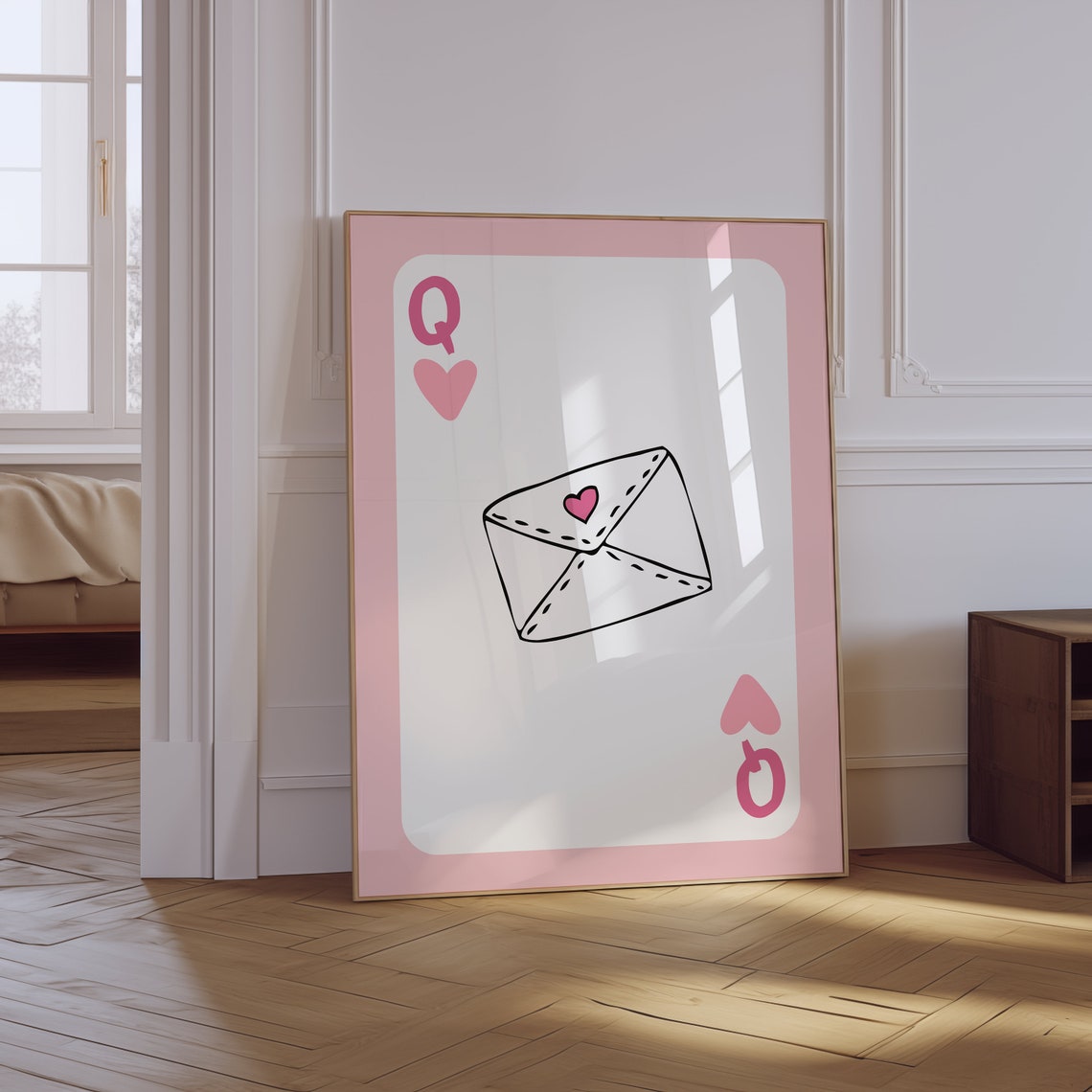 Queen of Hearts Pink Love Letter Envelope Coquette Girly Wall Art