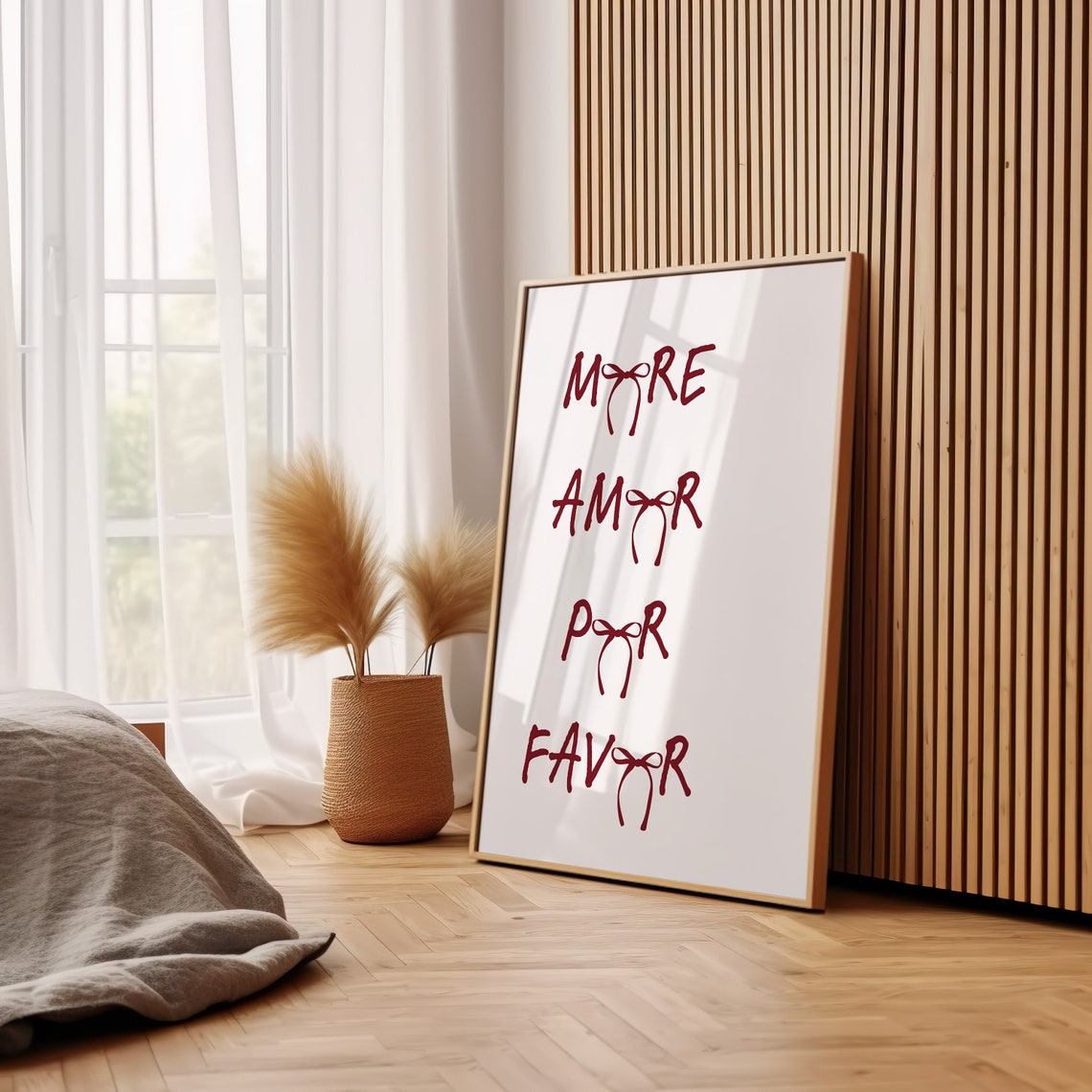 More Amor Por Favor Burgundy Bow Typography Love Quote Poster - Image 2