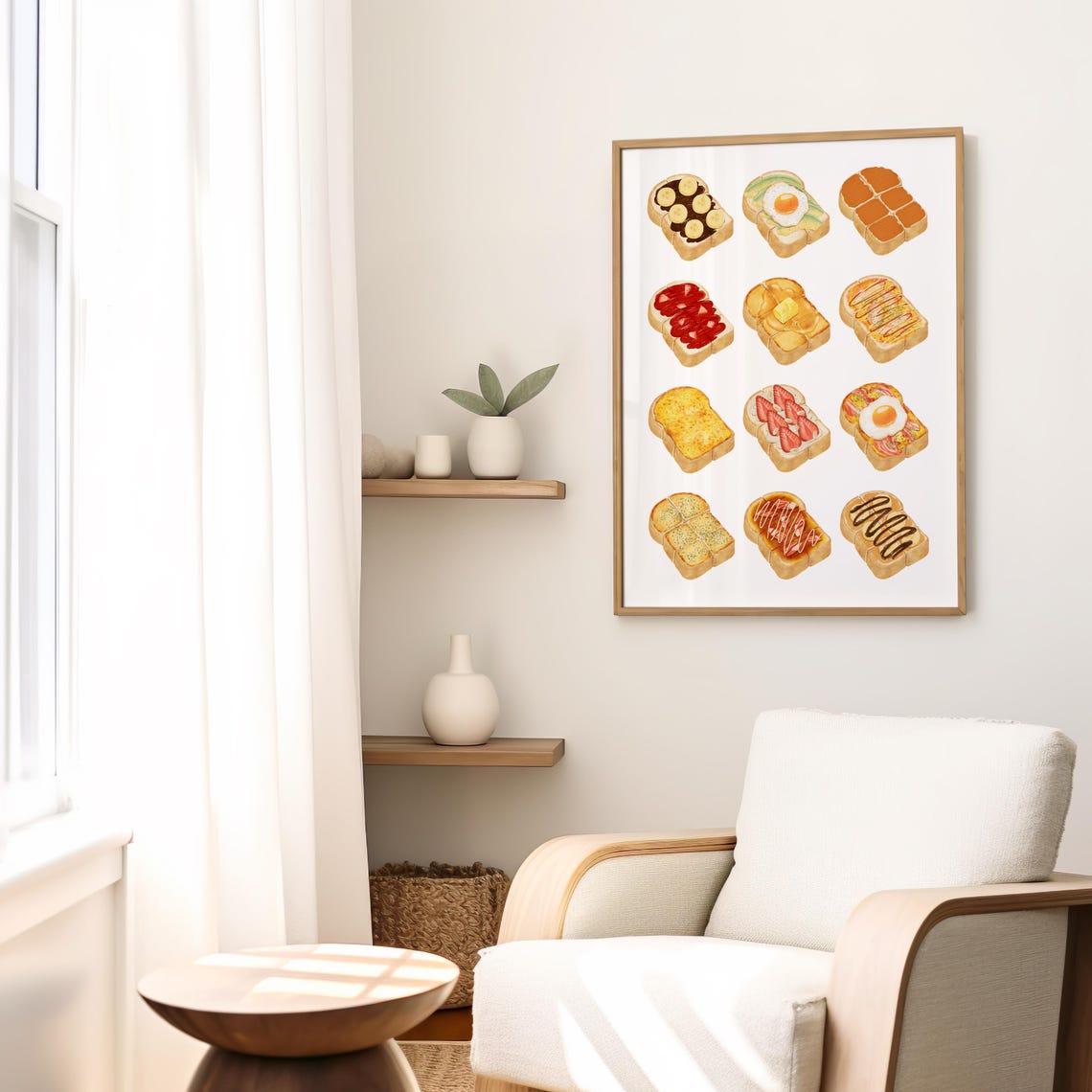 Watercolor Breakfast Toast Grid Sweet Savory Kitchen Artwork Poster - Image 3