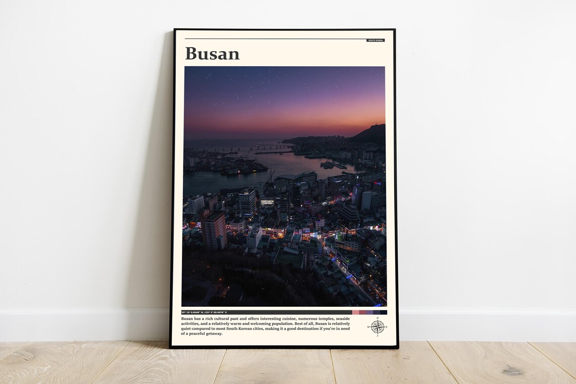 Busan South Korea Night Harbor Aerial City Lights Asia Travel Poster