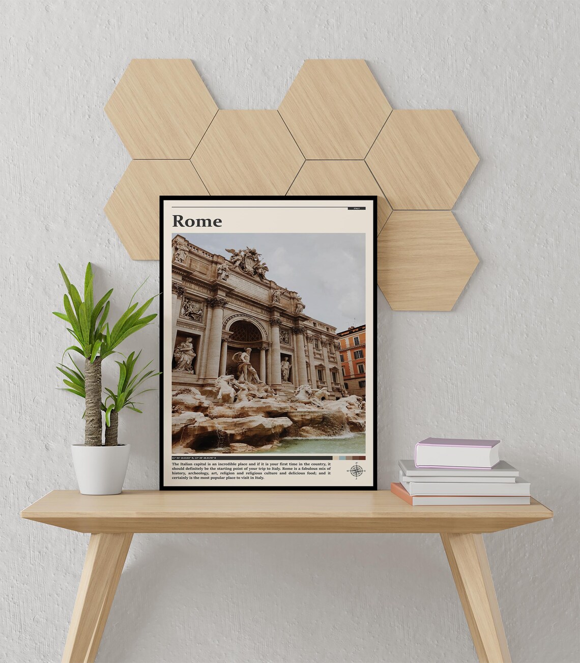 Rome Italy Trevi Fountain Baroque Sculpture Water Travel Poster - Image 3