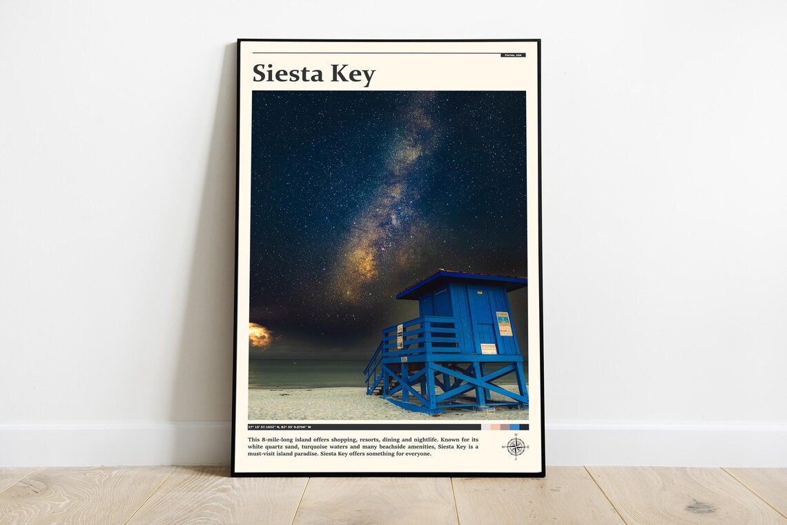 Siesta Key Florida Lifeguard Stand Milky Way Night Photography Poster