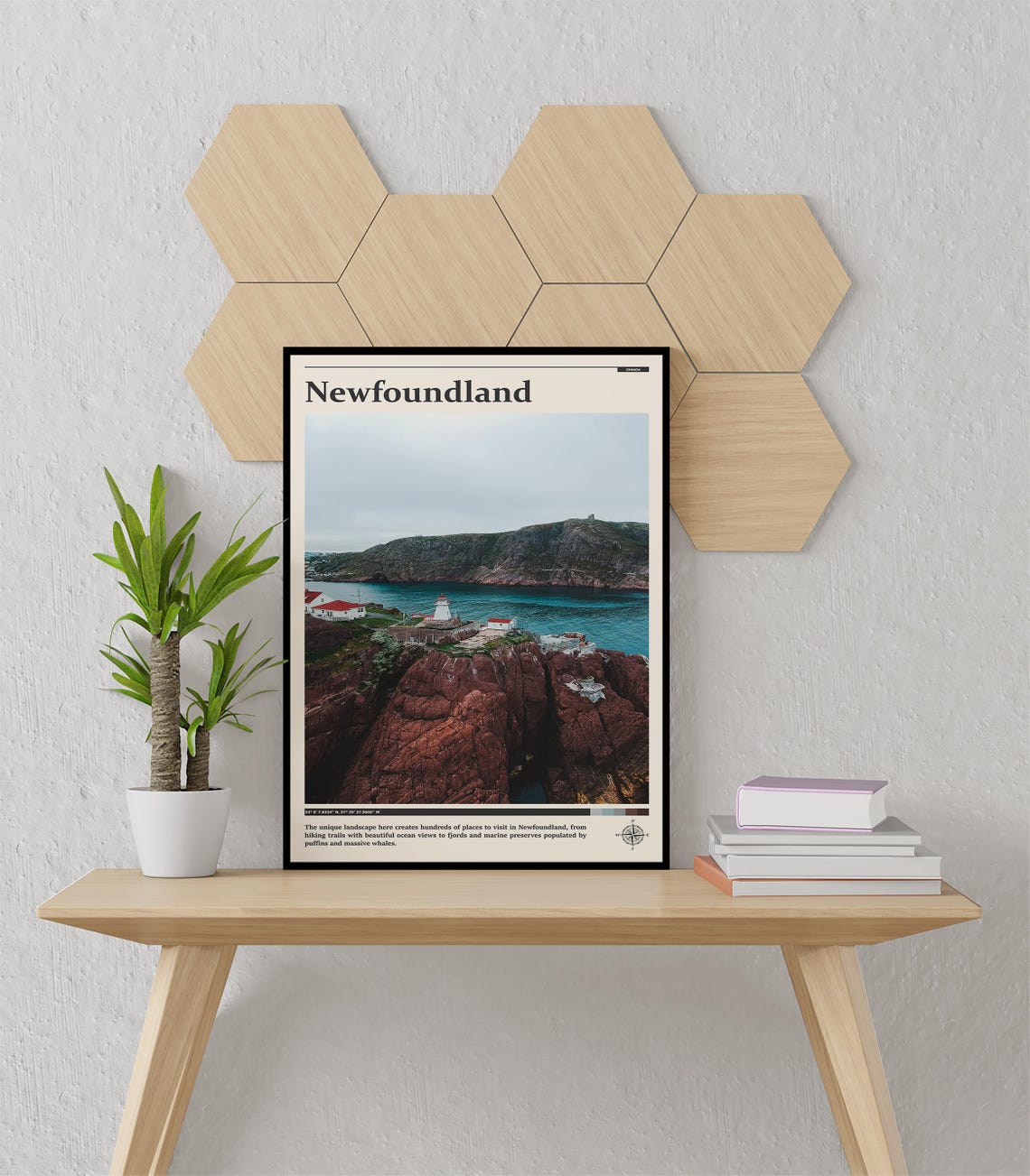 Newfoundland Canada Coastal Lighthouse Red Rocks Photography Poster - Image 3