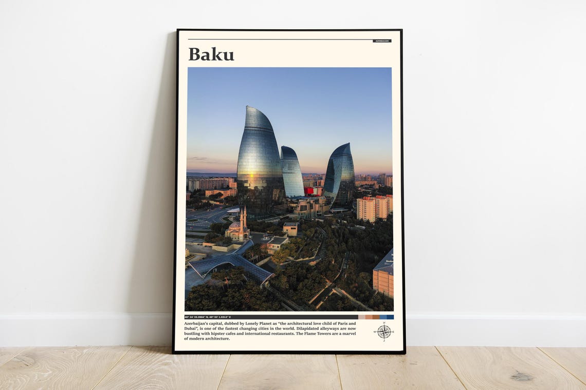 Travel Photography Baku Print Baku Wall Art Baku Poster Baku Photo Baku Poster Print Azerbaijan Wall Decor Baku Travel Print