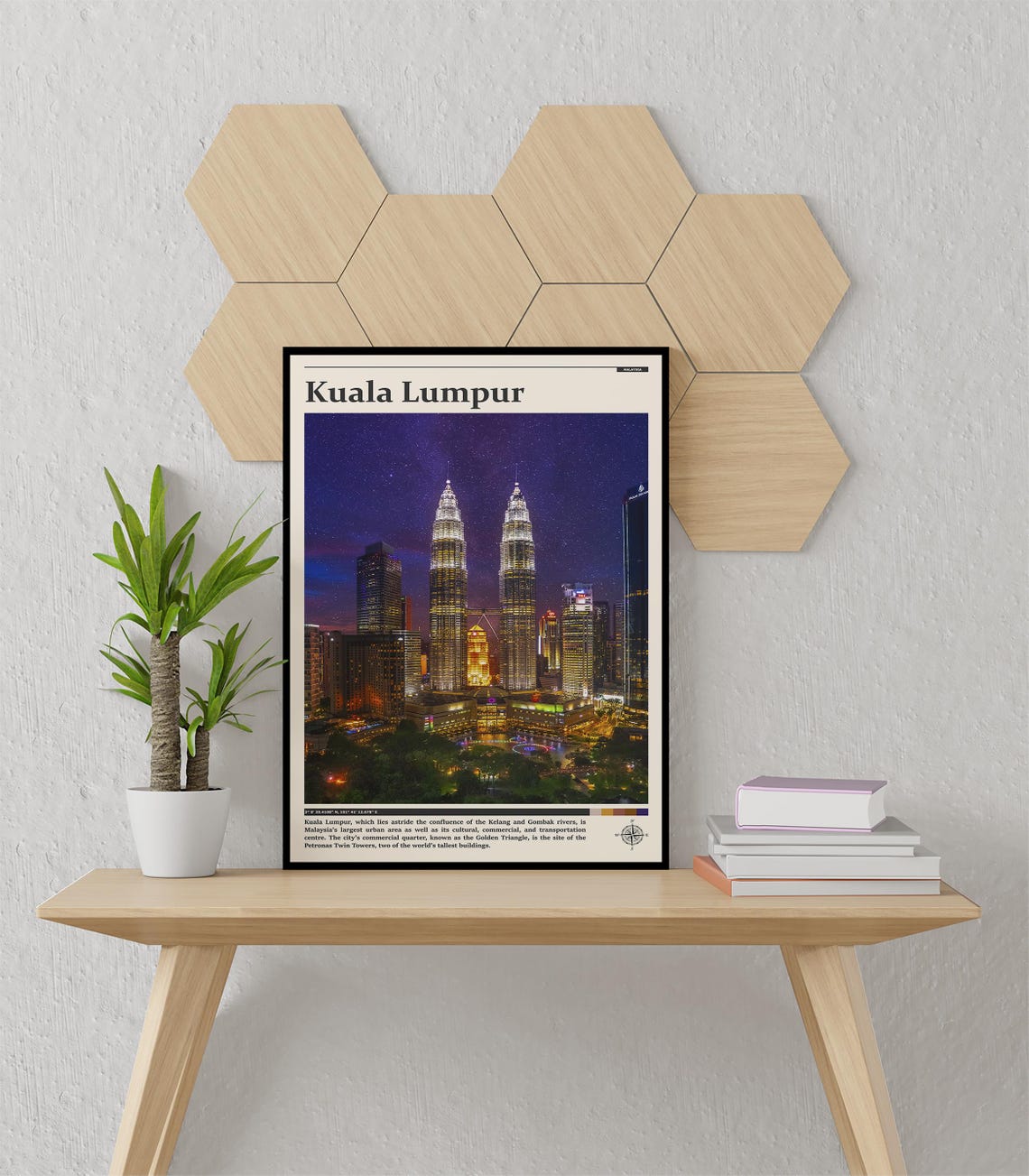 Kuala Lumpur Petronas Twin Towers Night Skyline Malaysia Travel Poster - Image 3