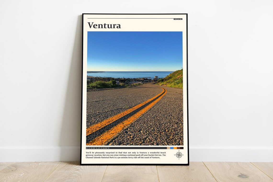 Ventura California Ocean View Highway Road Coastal Photography Poster