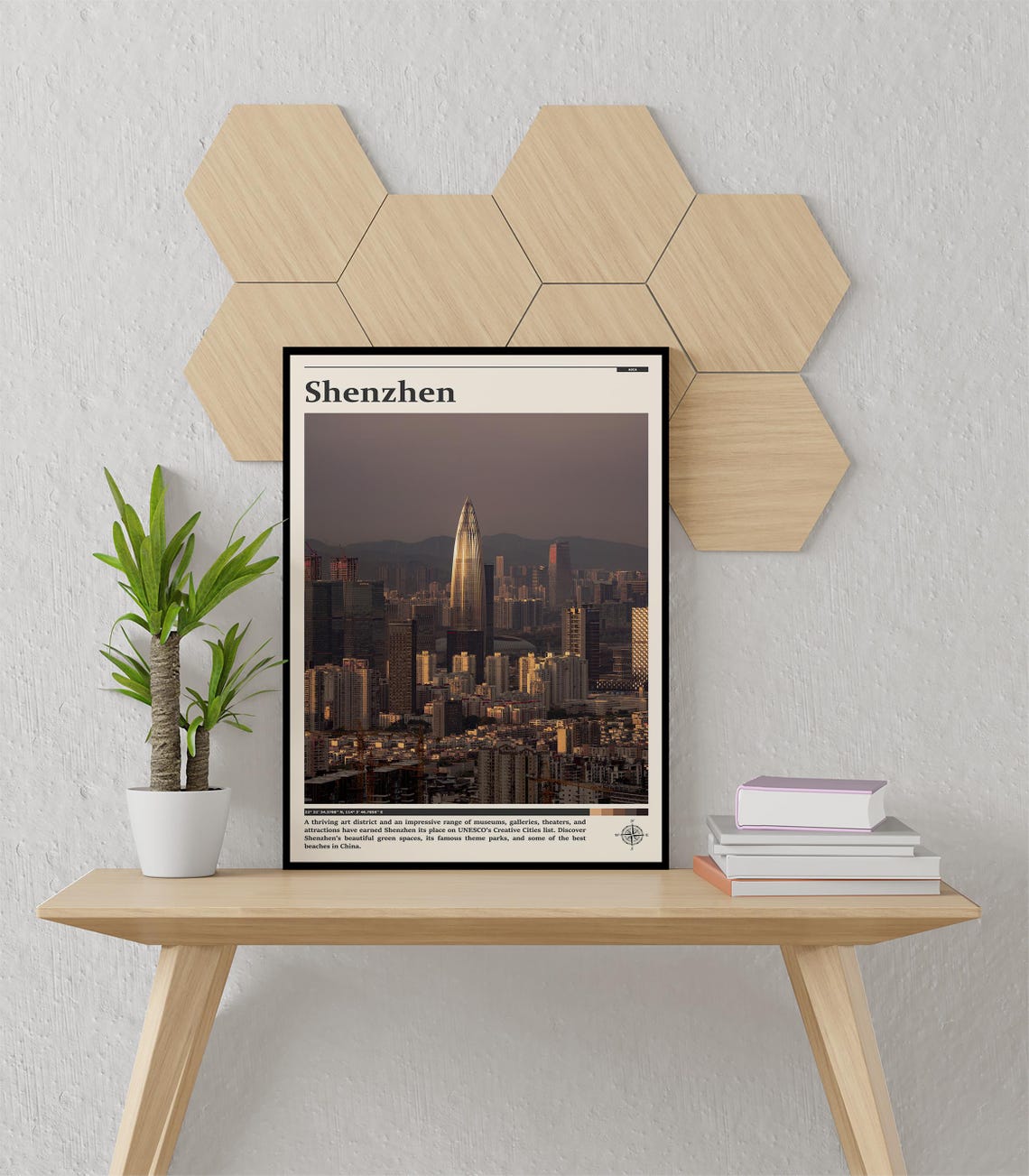 Shenzhen China Spring Bamboo Skyscraper Sunset Skyline Poster - Image 3