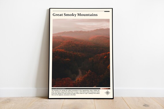 Great Smoky Mountains Misty Autumn Ridgeline National Park Poster