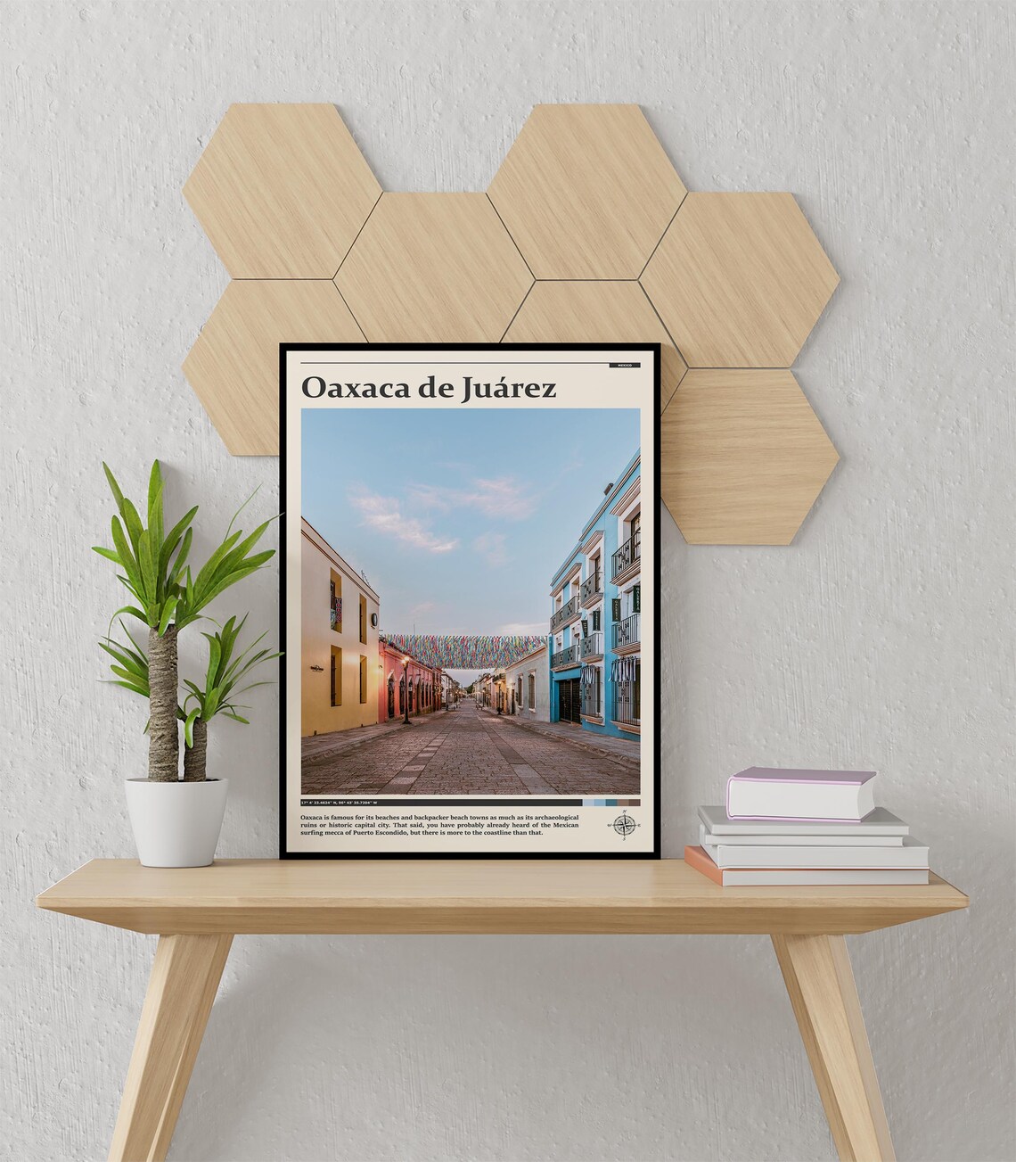 Oaxaca de Juarez Mexico Colorful Street Paper Flags Travel Poster - Image 3