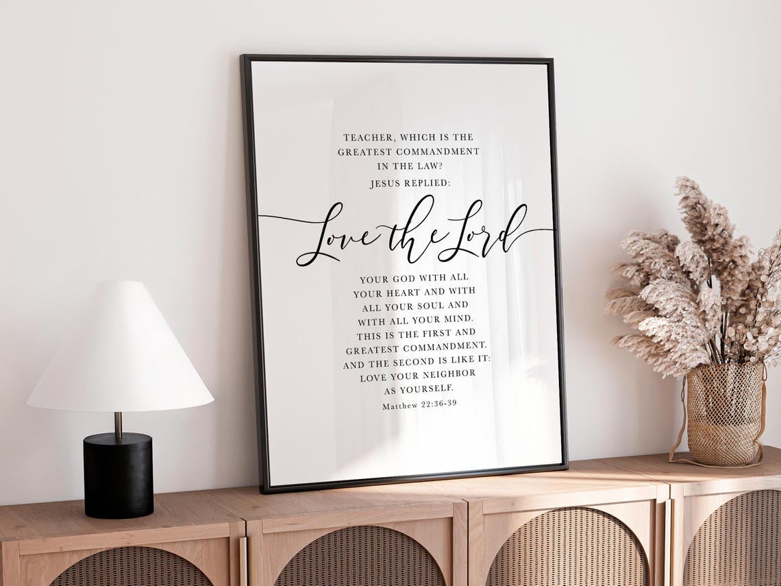 Matthew 22 Love the Lord Bible Verse Minimalist Scripture Wall Poster - Image 6