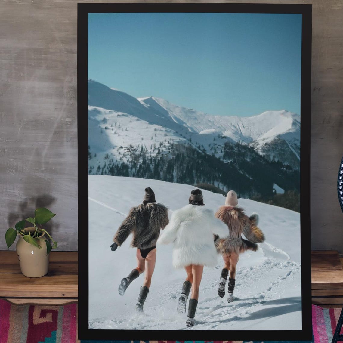 Chasing Peaks Wall Art Winter Adventure In Fur Holiday Gift For Nature Enthusiasts Bold Snowy Landscape Decor Best Friends