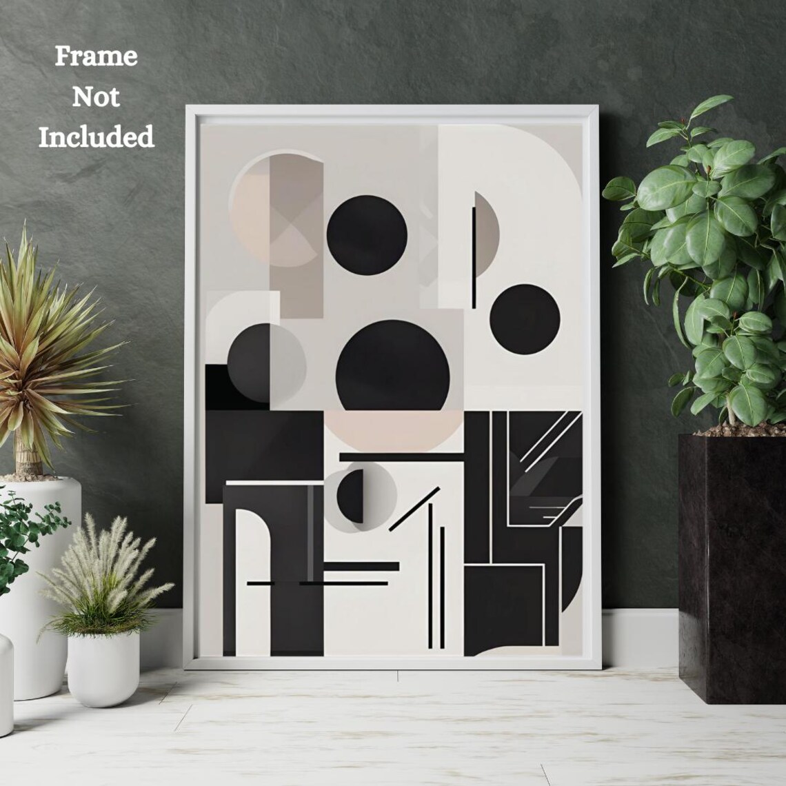 Monochromatic Geometric Abstract Bauhaus Style Modern Art Poster