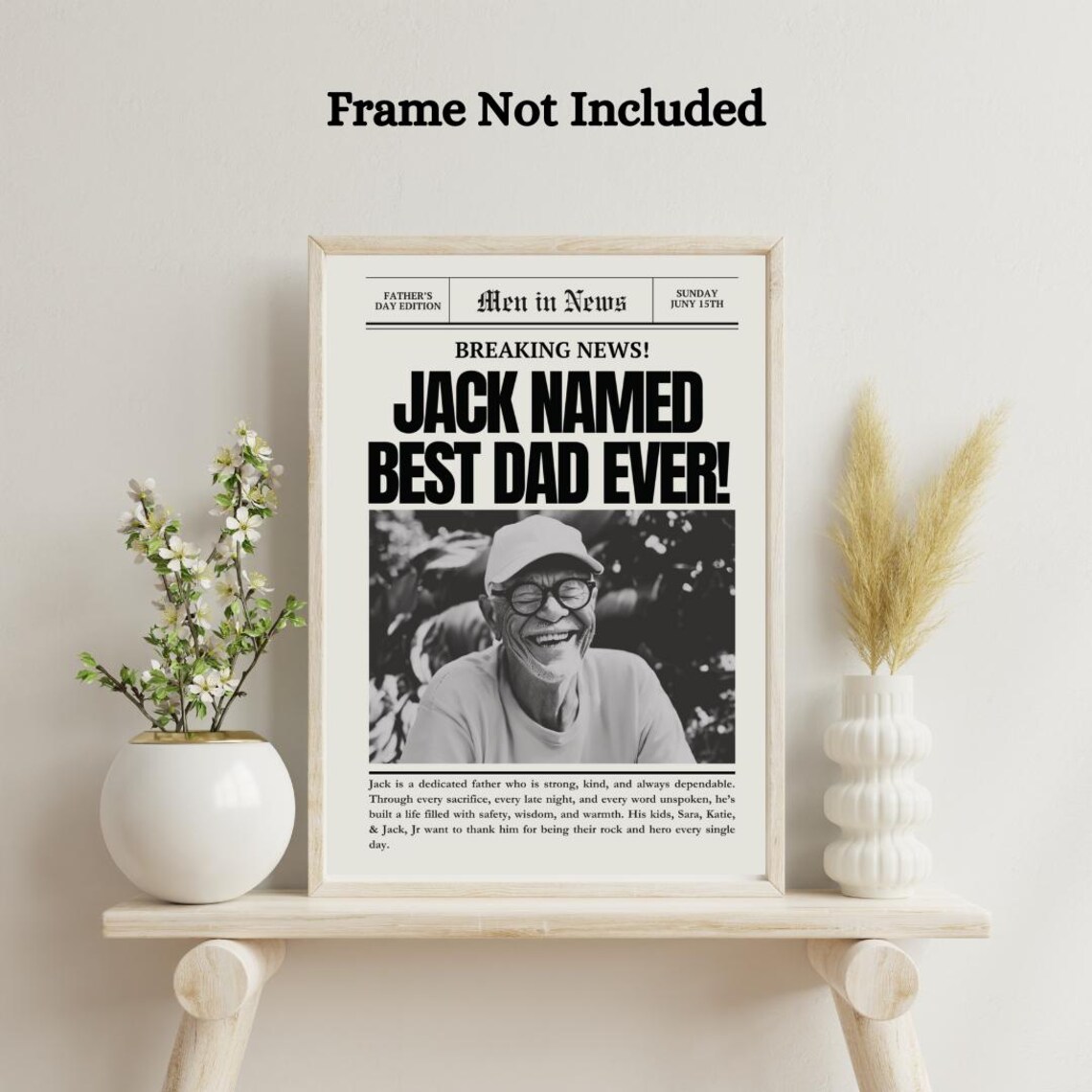 Personalized Fathers Day Newspaper Poster, Gift For Dad - Image 3