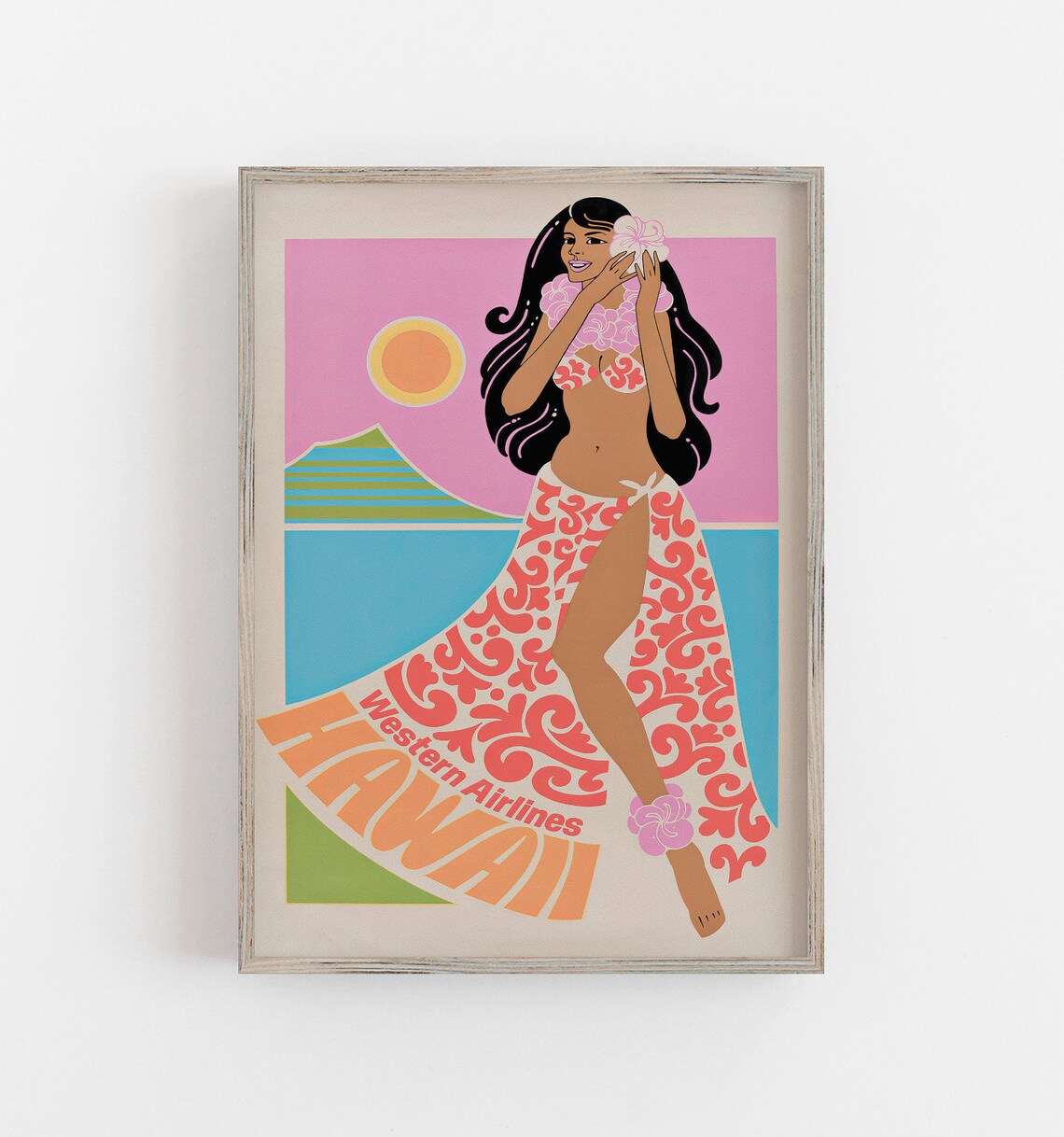 Hawaii Hula Girl Vintage Travel Poster Retro Print