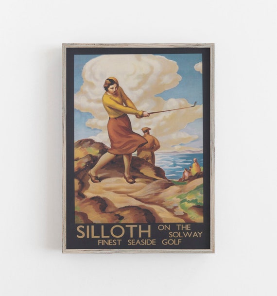 Golf Wall Art Vintage Poster Art Lady Golfer Print Golf Wall Decor Muted Neutral Antique Wall Decor Wall Art