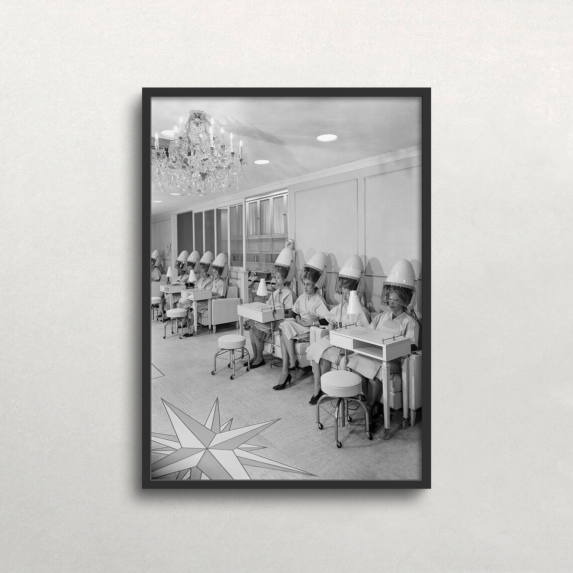 Women At Beauty Salon, Vintage Black And White Art Print