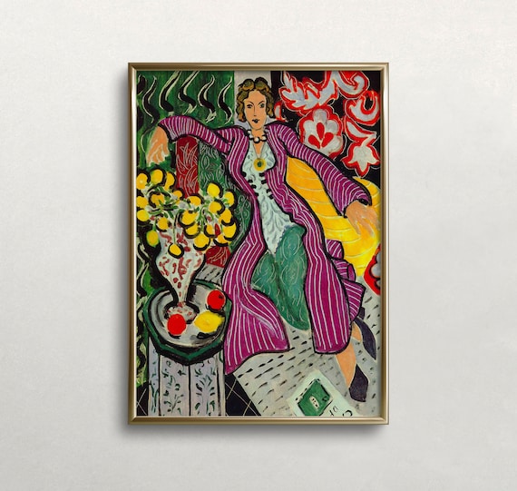 Matisse-Inspired Woman in Purple Robe Art Print
