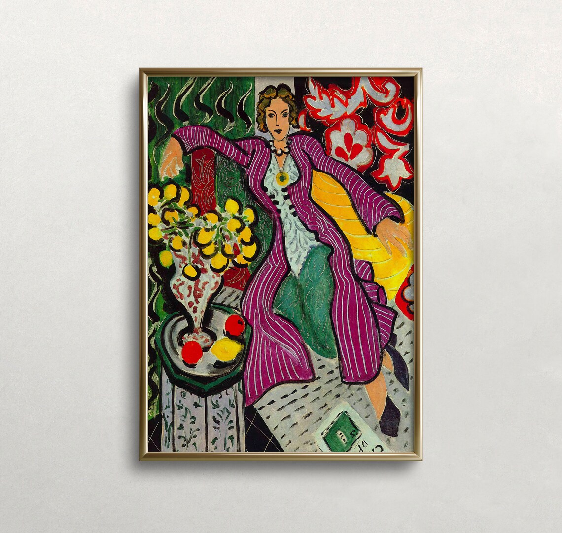 Matisse-Inspired Woman in Purple Robe Art Print